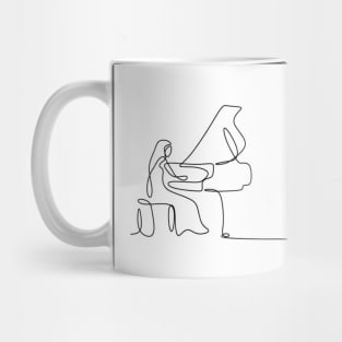 One line pianist drawing Mug